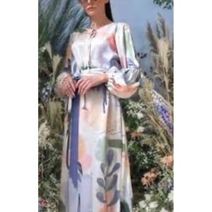 Thread Palette London ‎ Pastel Print Maxi Dress Minimalist Modest Size Large